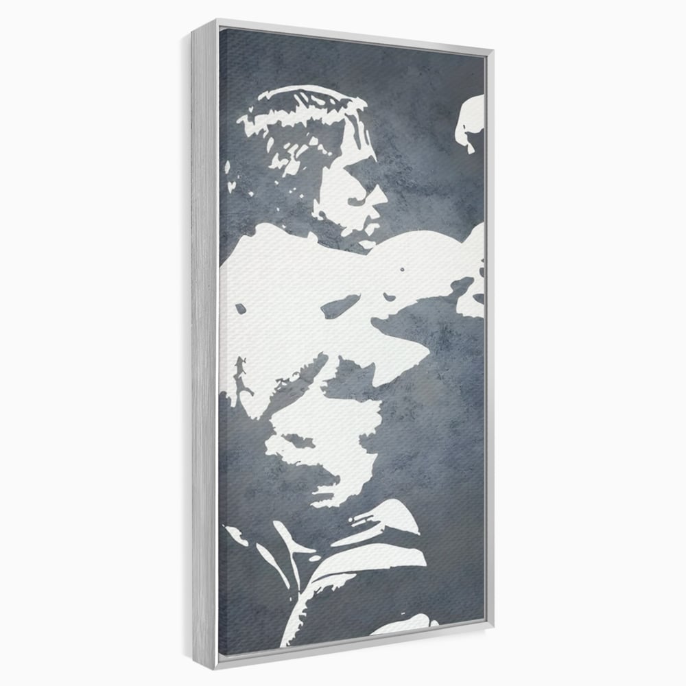 Tablou canvas cu tablou canvas cu portret stilizat, in rama de aluminiu argintiu